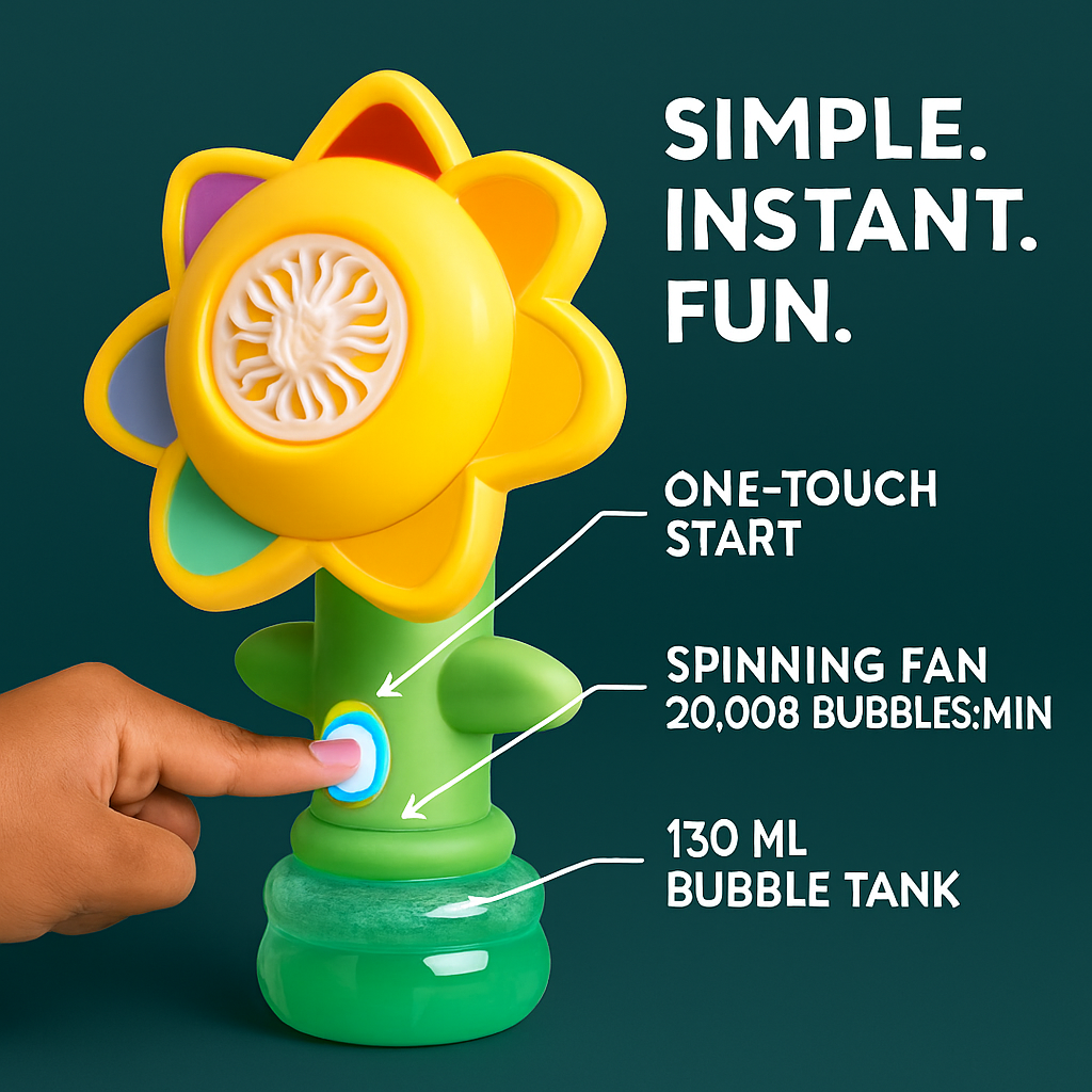 Bubble Machine with Lights for Kids - Dancing Sunflower