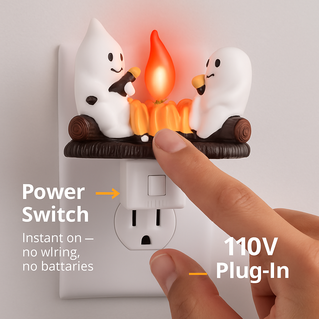 Ghost Campfire Flickering Night Light for Halloween Decor