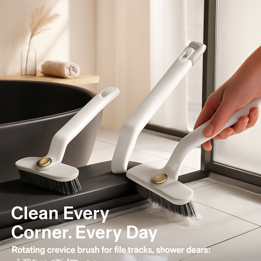 Rotating Crevice Cleaning Brush with Clip and Spade
