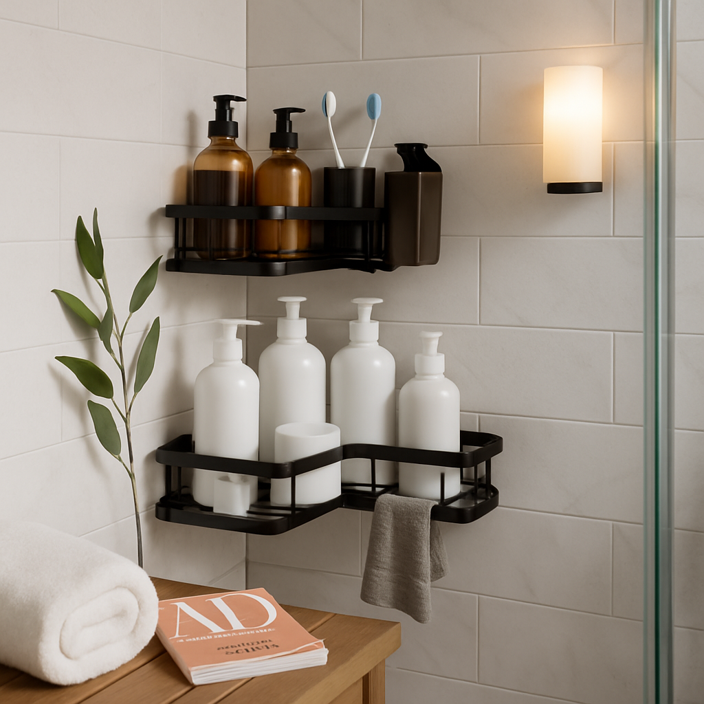 Corner Shower Caddy Anti-Rust Soap Holder with Hooks