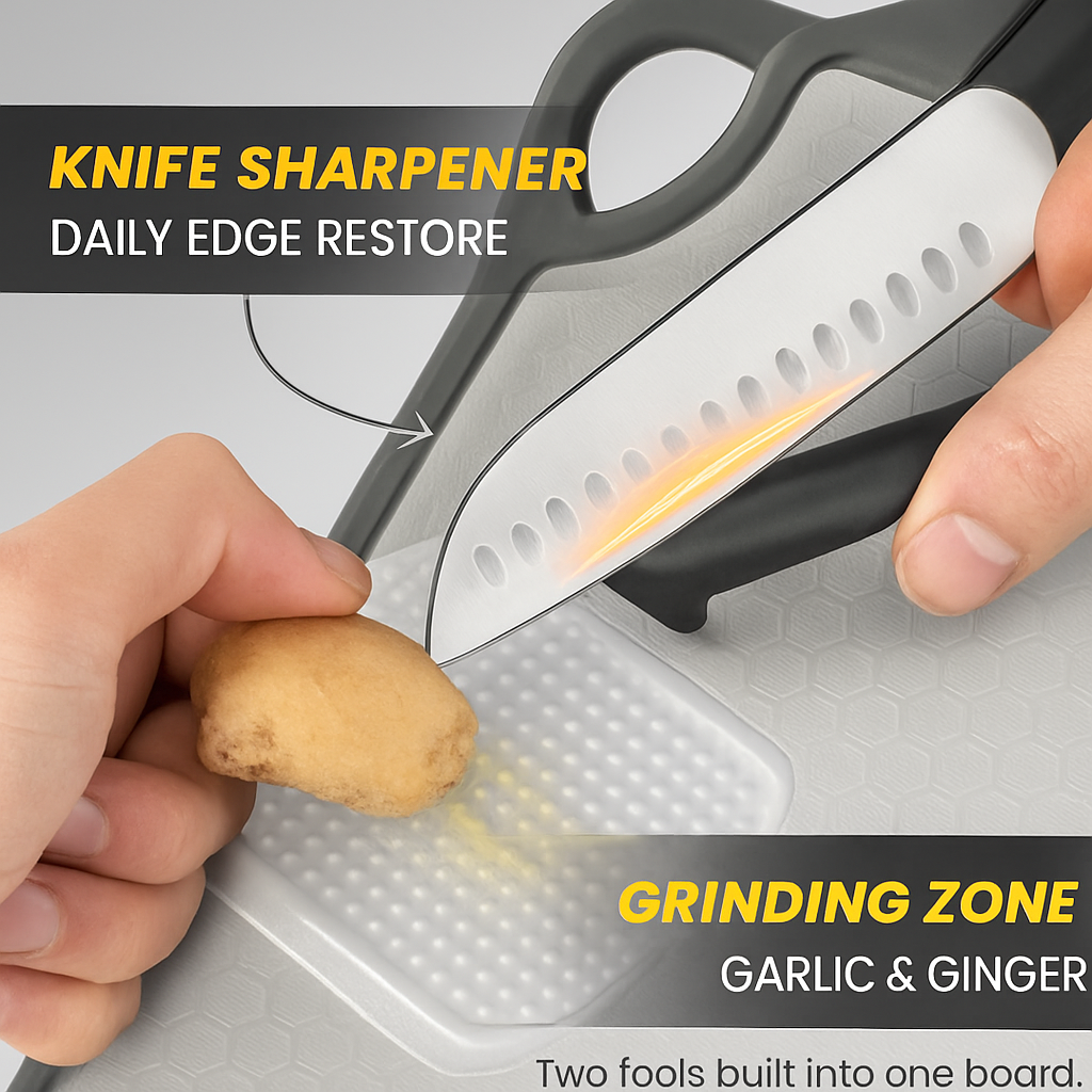 Double-Sided Cutting Board with Stainless Steel Mesh