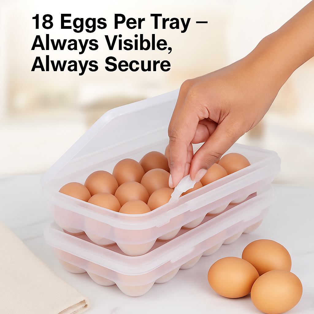 Stackable 18-Cavity Egg Holder for Refrigerator Storage