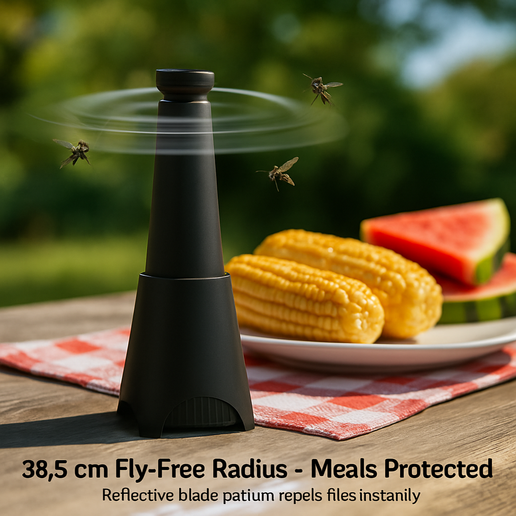 Portable Reflective Fly Repellent Fan with Soft-Stop Blades
