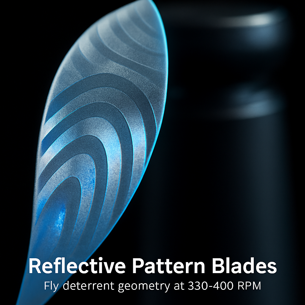 Portable Reflective Fly Repellent Fan with Soft-Stop Blades