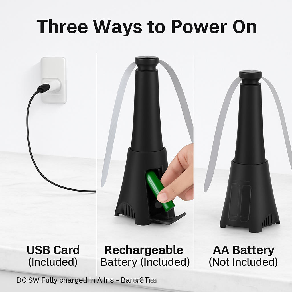 Portable Reflective Fly Repellent Fan with Soft-Stop Blades