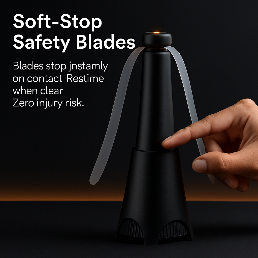 Portable Reflective Fly Repellent Fan with Soft-Stop Blades