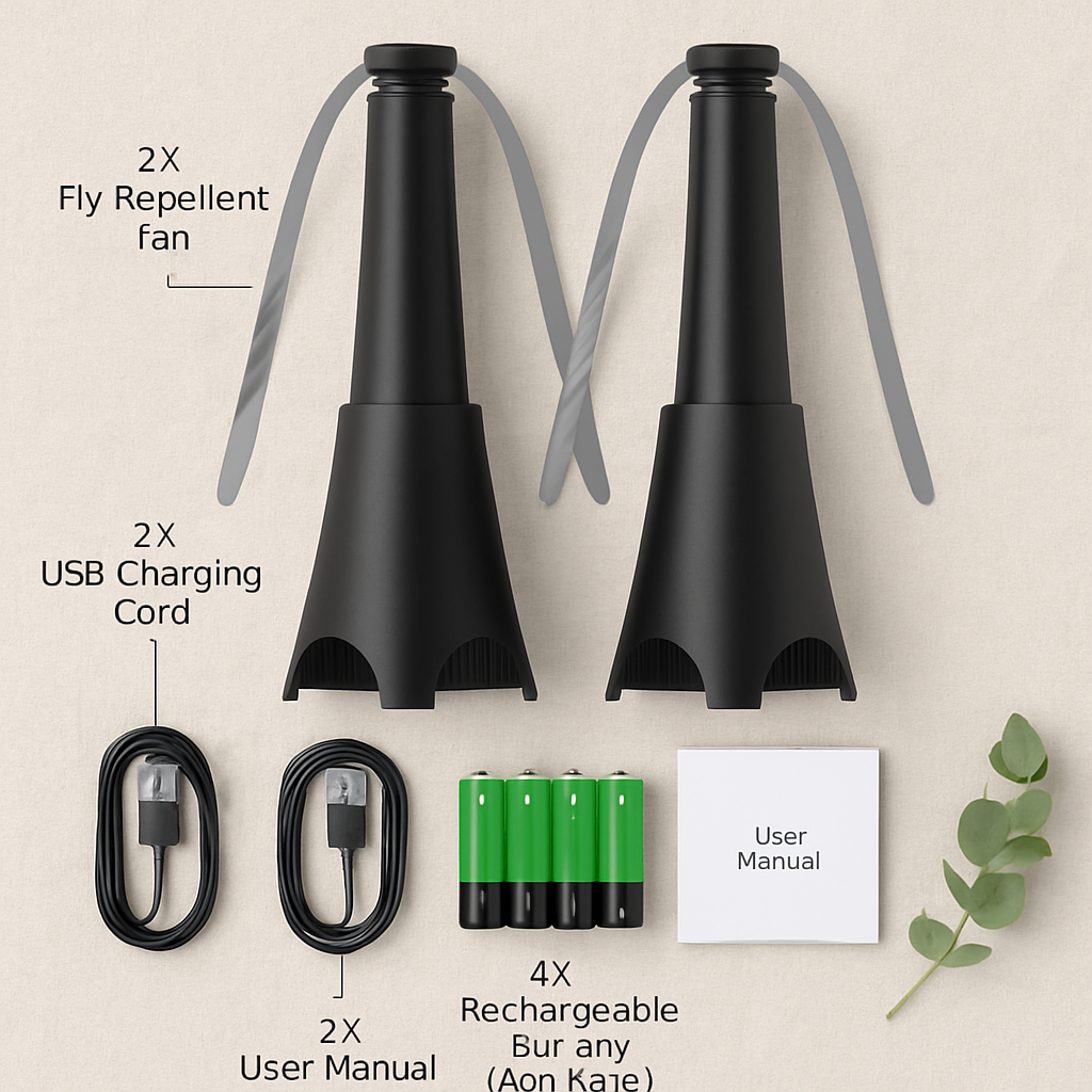 Portable Reflective Fly Repellent Fan with Soft-Stop Blades