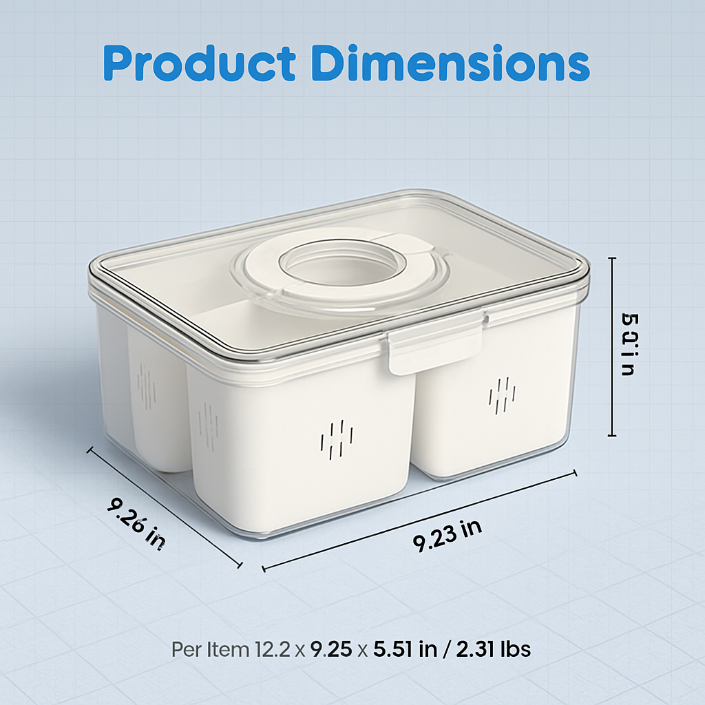 Airtight Fruit Storage Containers - 4-Compartment