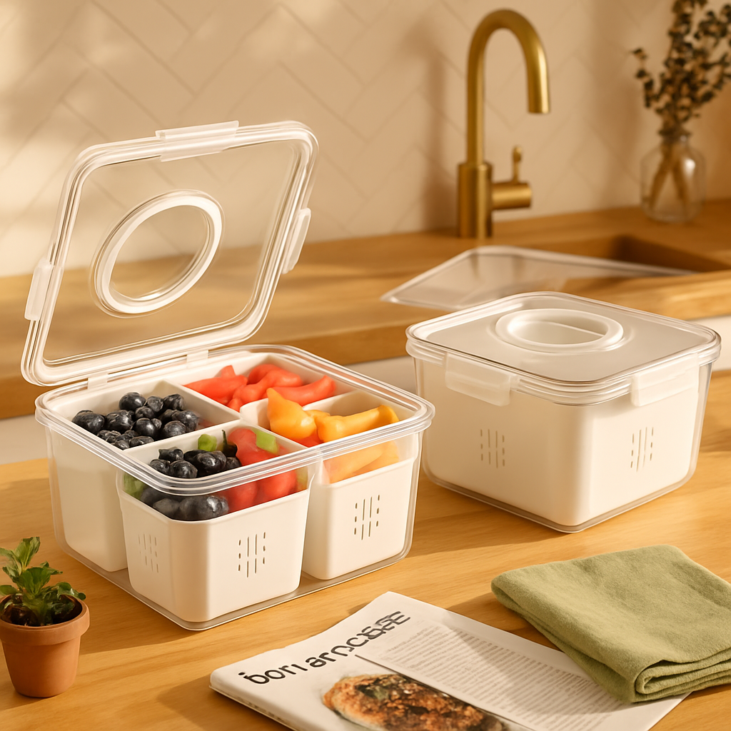 Airtight Fruit Storage Containers - 4-Compartment