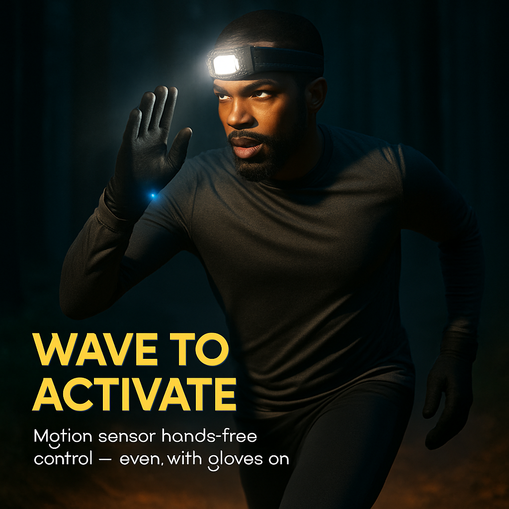 Rechargeable Motion Sensor Headlamp with 6 Light Modes