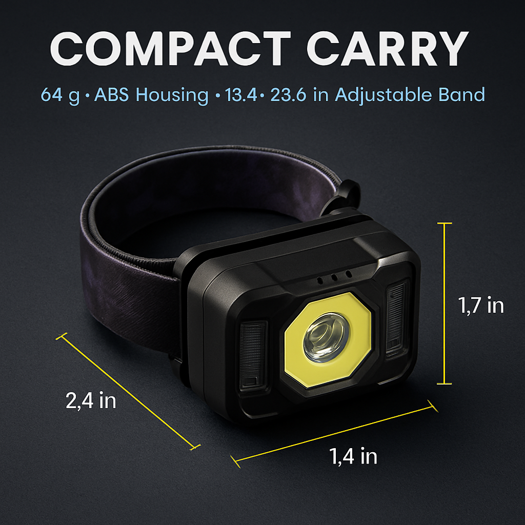 Rechargeable Motion Sensor Headlamp with 6 Light Modes