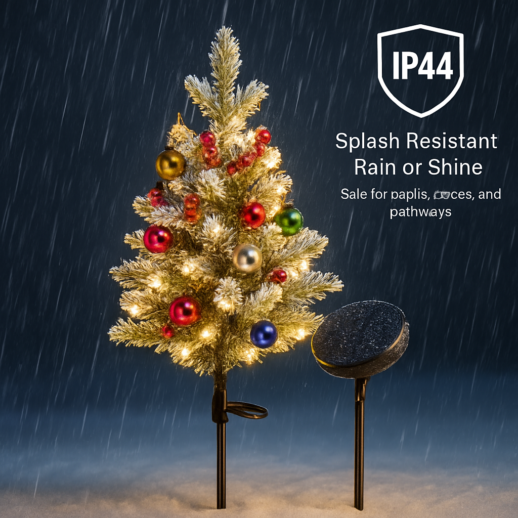 2Pcs Battery Powered Lighted Christmas Tree Urn Filler With Light Artificial Xmas Trees Light with Berries Balls LED Pathway Pine Tree IP44 Waterproof