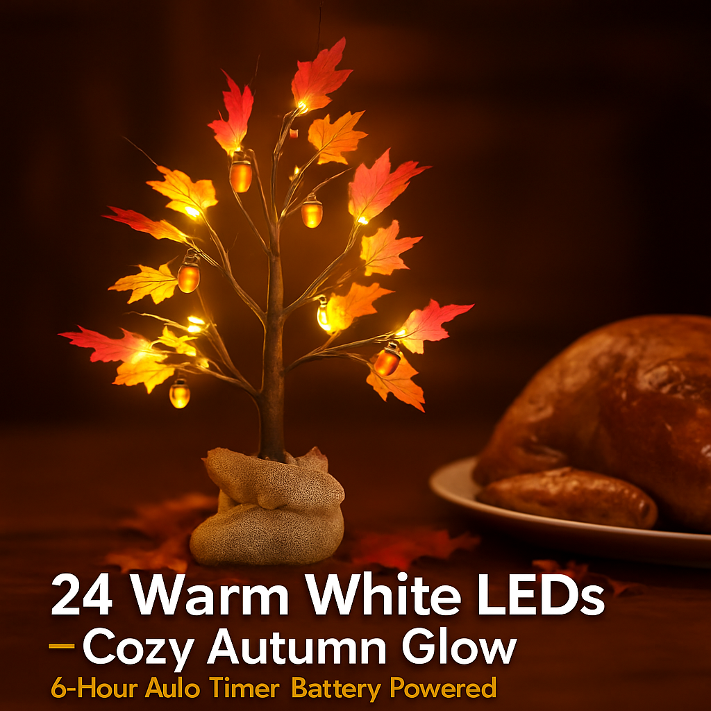 Artificial Lighted Maple Tree with 24 Warm White LEDs