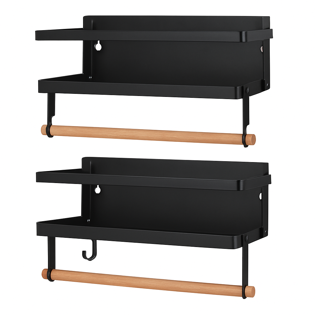Magnetic Spice Racks for Refrigerator with Paper Holder
