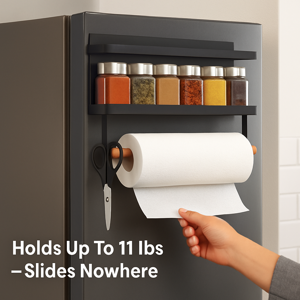 Magnetic Spice Racks for Refrigerator with Paper Holder
