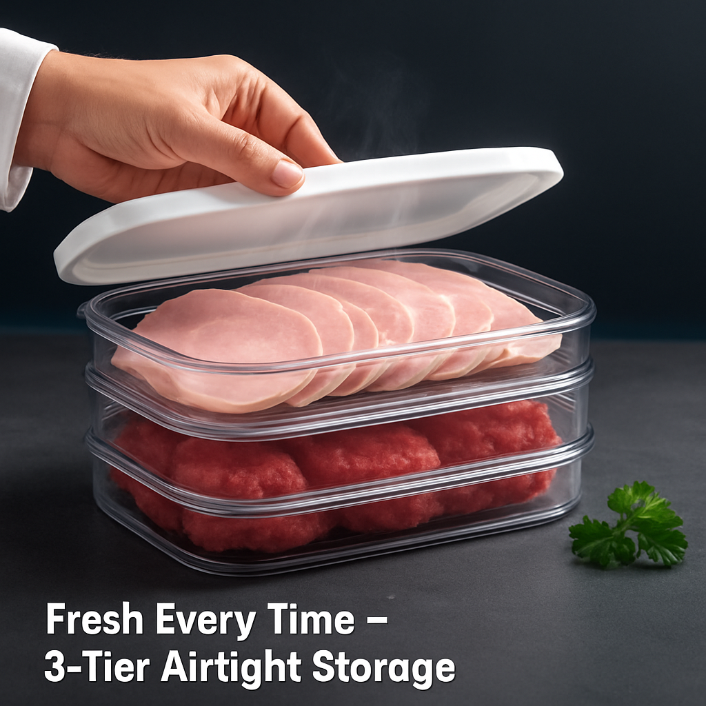 Deli Meat Container with Lid, Stackable Fridge Organizer
