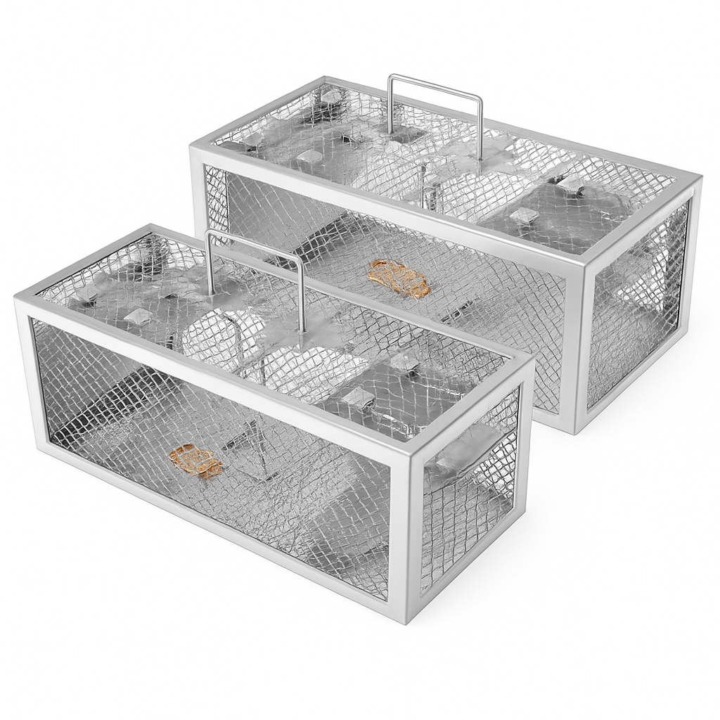 2Pack 11.81x5.63x4.45In 2-Door Humane Rat Trap Automatic Continuous Mouse Trap Reusable Galvanized Iron Live Animal Cage
