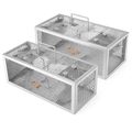 2Pack 11.81x5.63x4.45In 2-Door Humane Rat Trap Automatic Continuous Mouse Trap Reusable Galvanized Iron Live Animal Cage