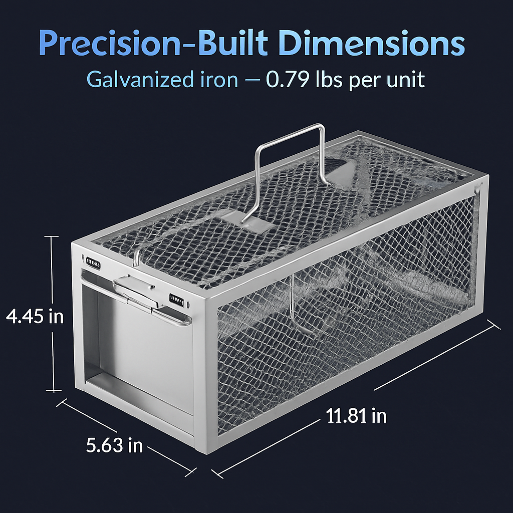 2Pack 11.81x5.63x4.45In 2-Door Humane Rat Trap Automatic Continuous Mouse Trap Reusable Galvanized Iron Live Animal Cage