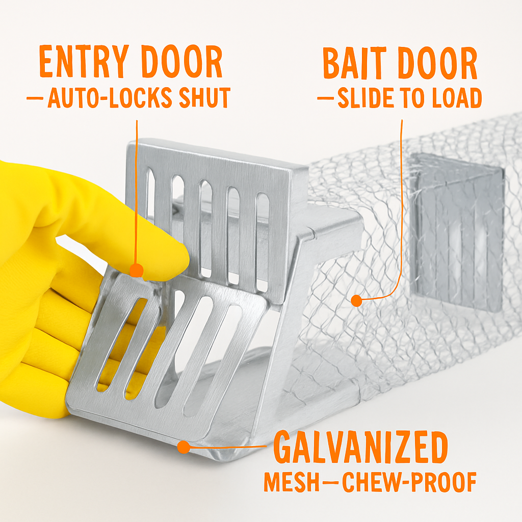 Humane Mouse Trap Cage - No Assembly, Reusable Live Catch