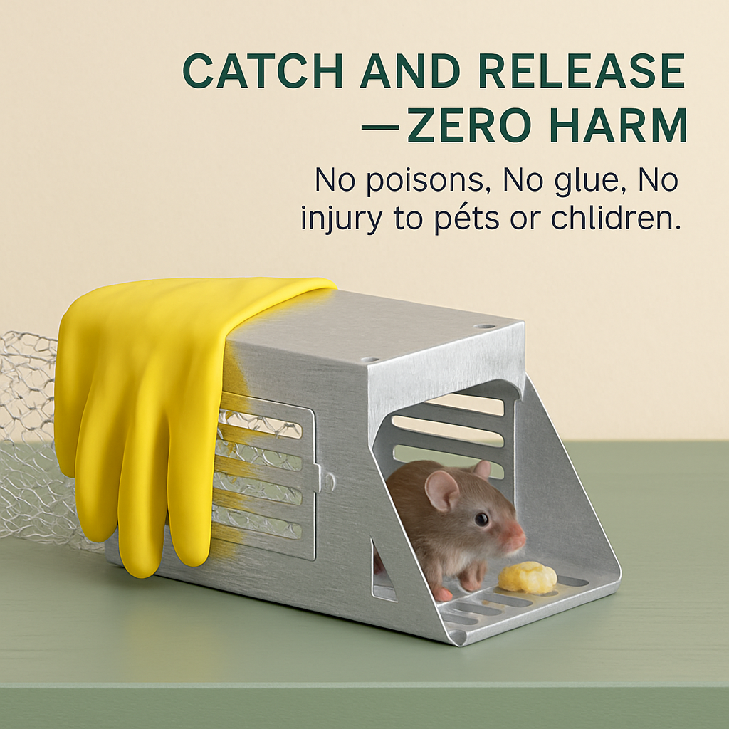 Humane Mouse Trap Cage - No Assembly, Reusable Live Catch