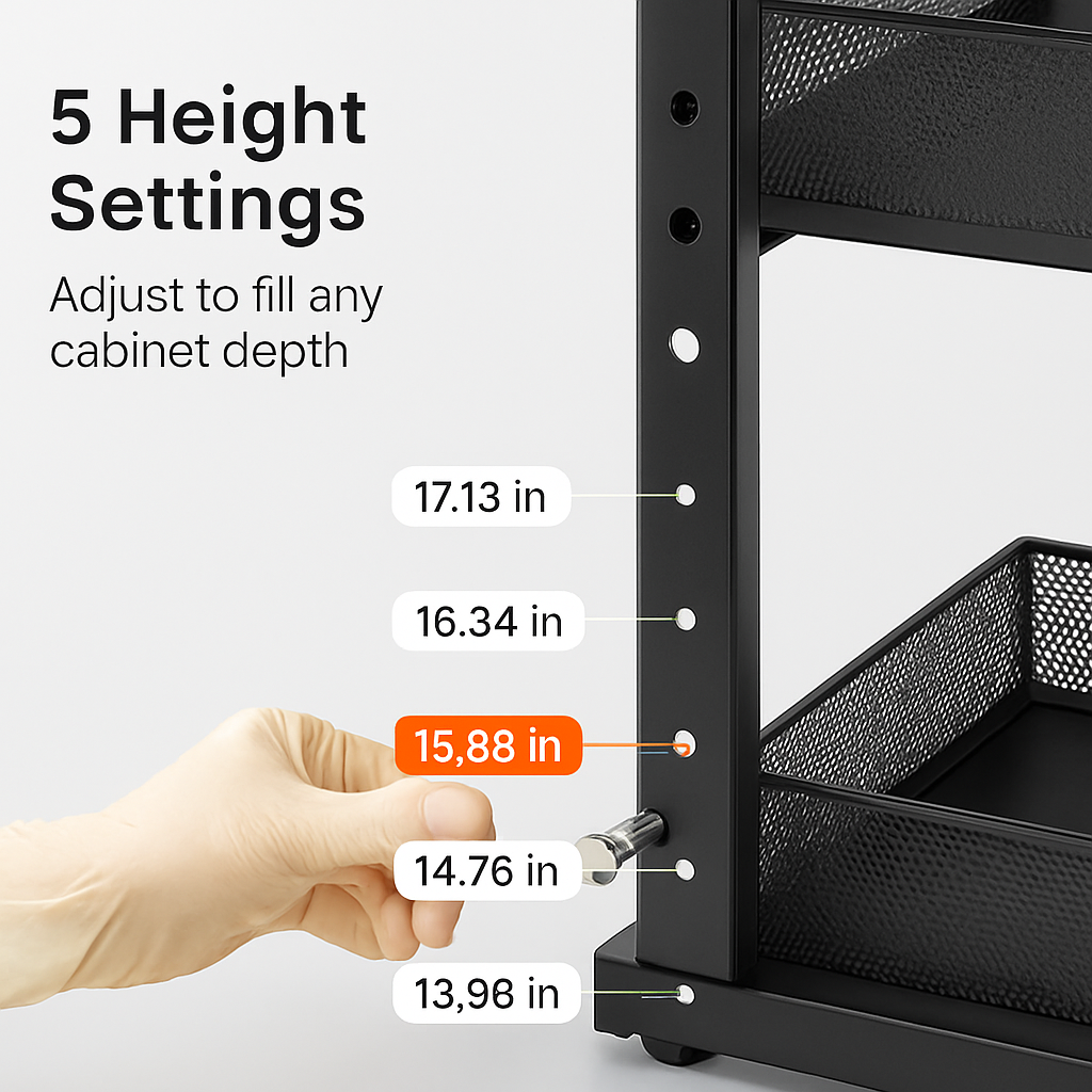 Under Sink Organizer - 2-Tier Pull-Out Baskets