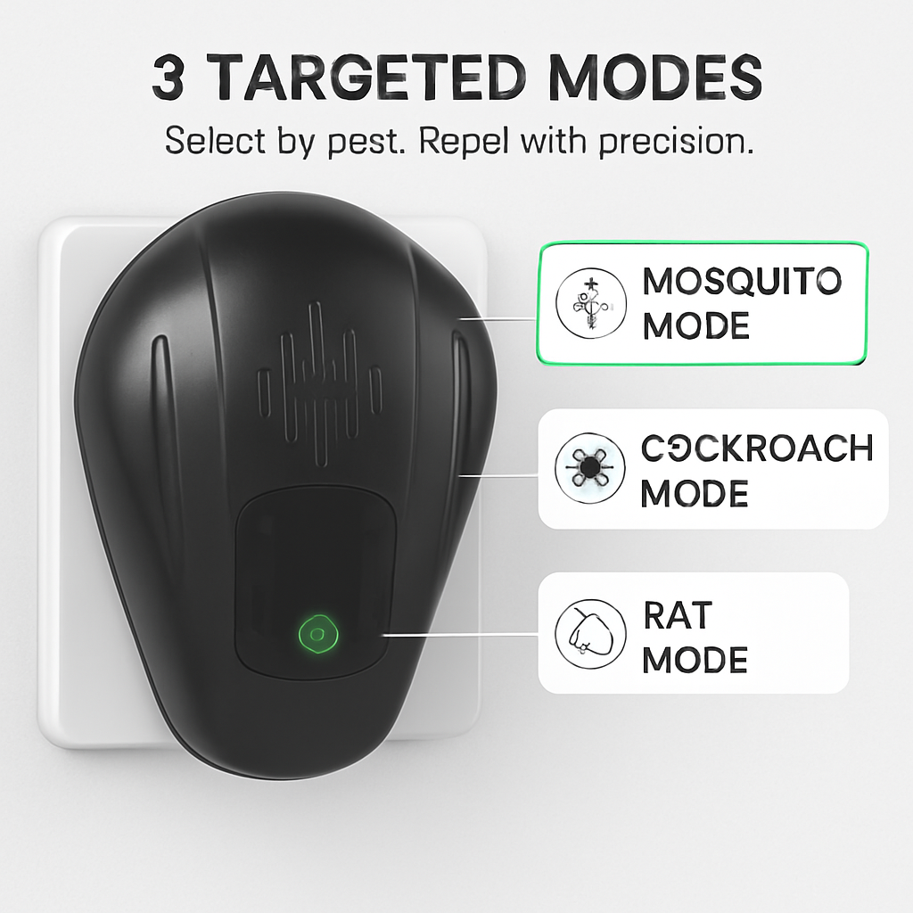 2 Pack Pest Control Device for Mosquitoes Cockroaches Rats Plug In Ultrasonic Insect Repellent Indoor for Bedroom Garage Warehouse Office