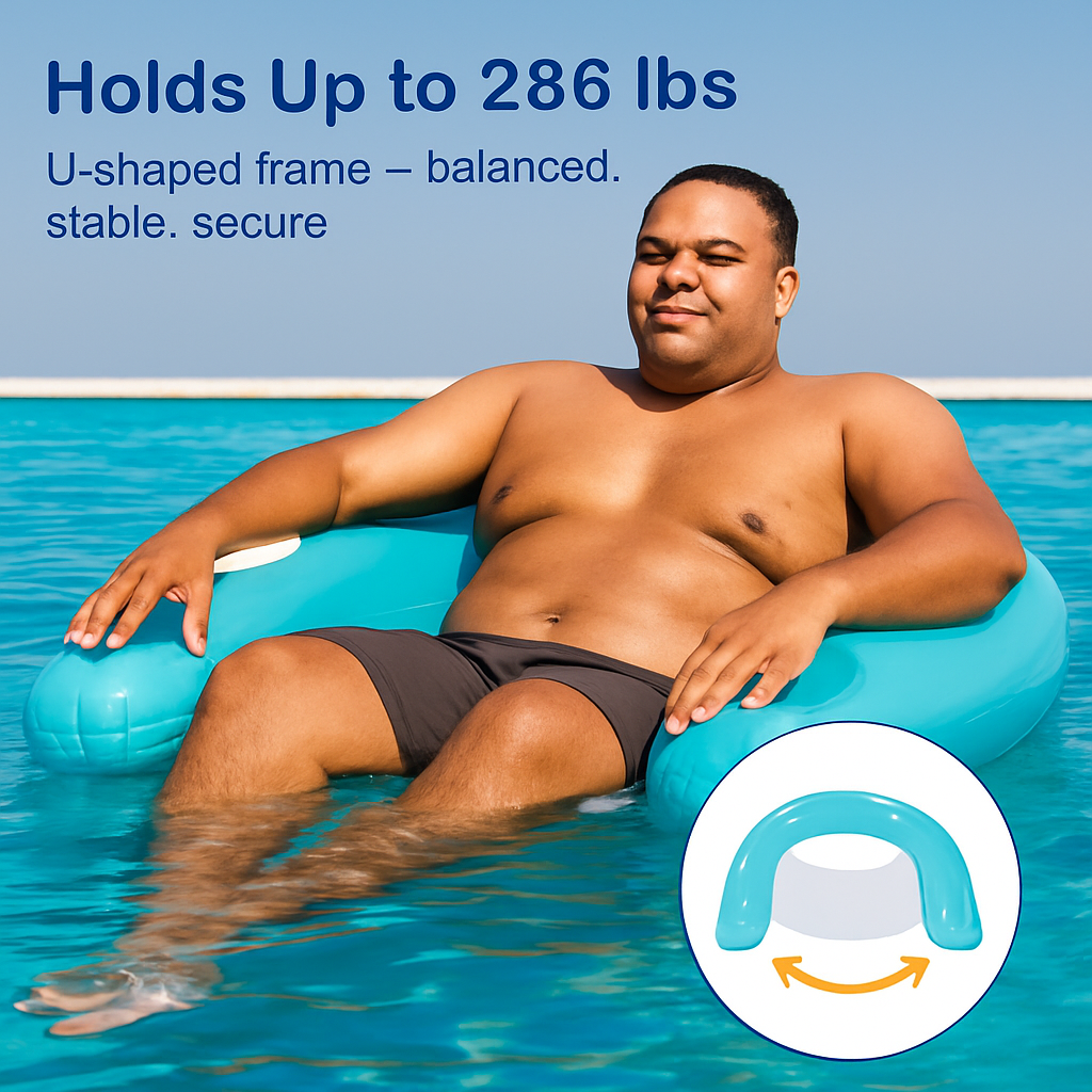 Inflatable Pool Chair 2-Pack Lounger with Cup Holders