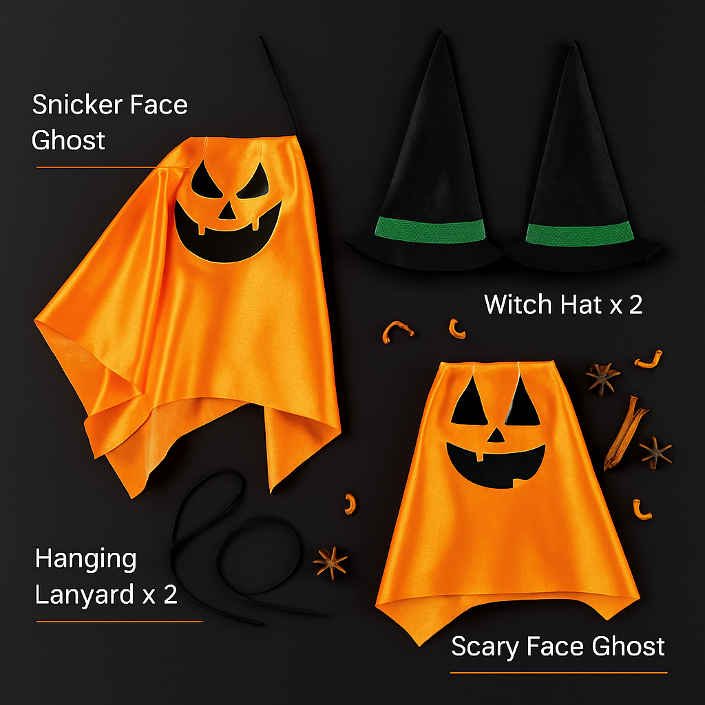 Hanging Ghosts with Wizard Hat - 2 Pack Halloween Decor