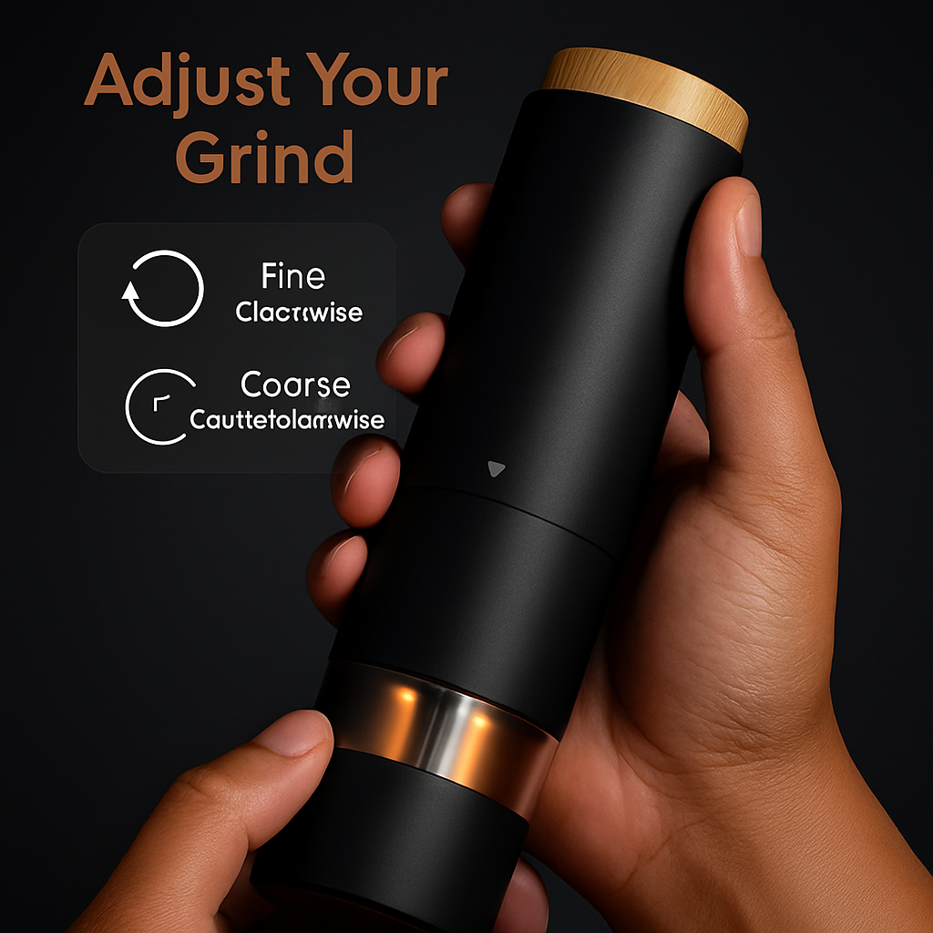Electric Salt and Pepper Grinder Set with One-Hand Operation