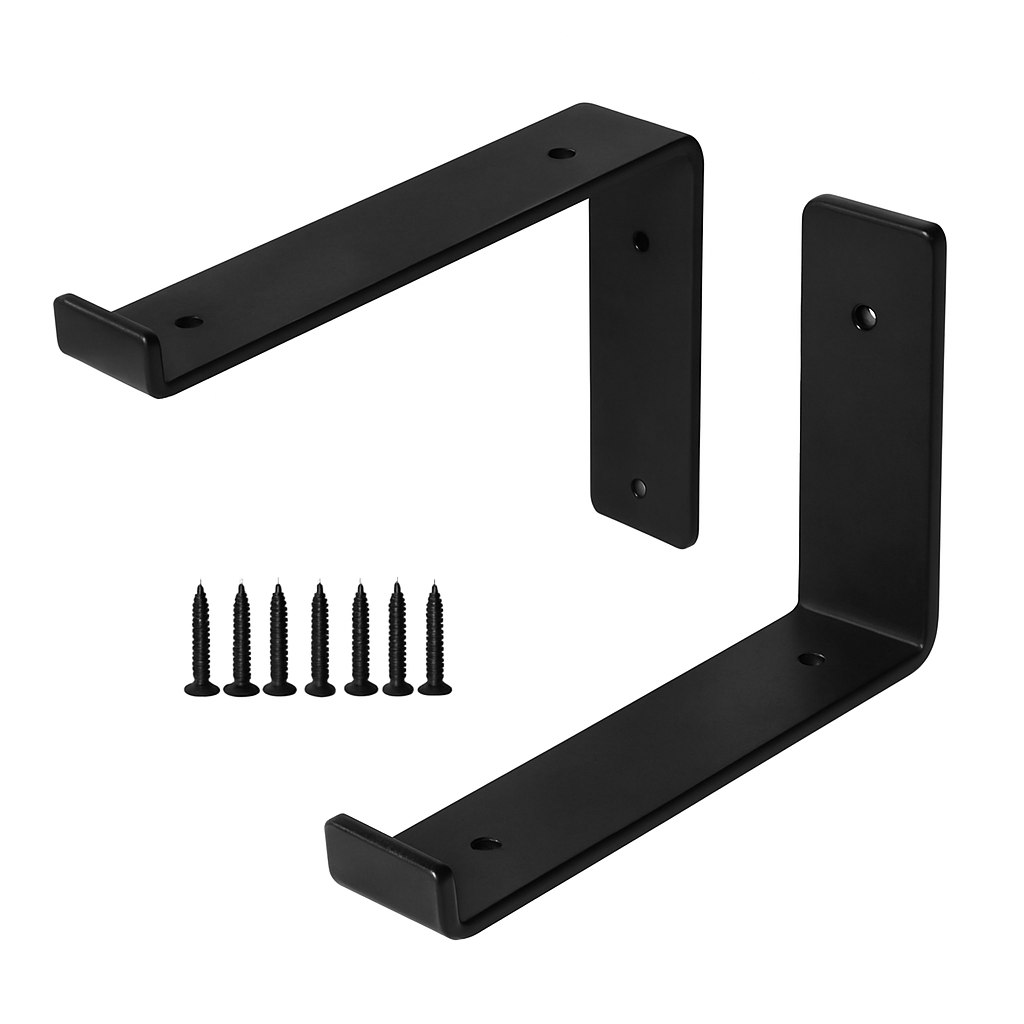 Wall Mounted Shelf Bracket Set - Strong Black Brackets