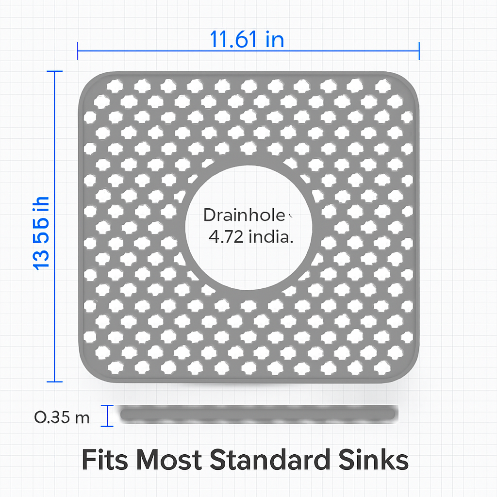 Silicone Grid Sink Mat with Central Drain Hole