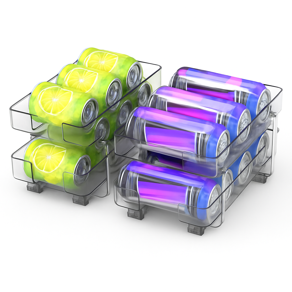 Adjustable Soda Can Organizers, 2-Tier, 12-Pcs