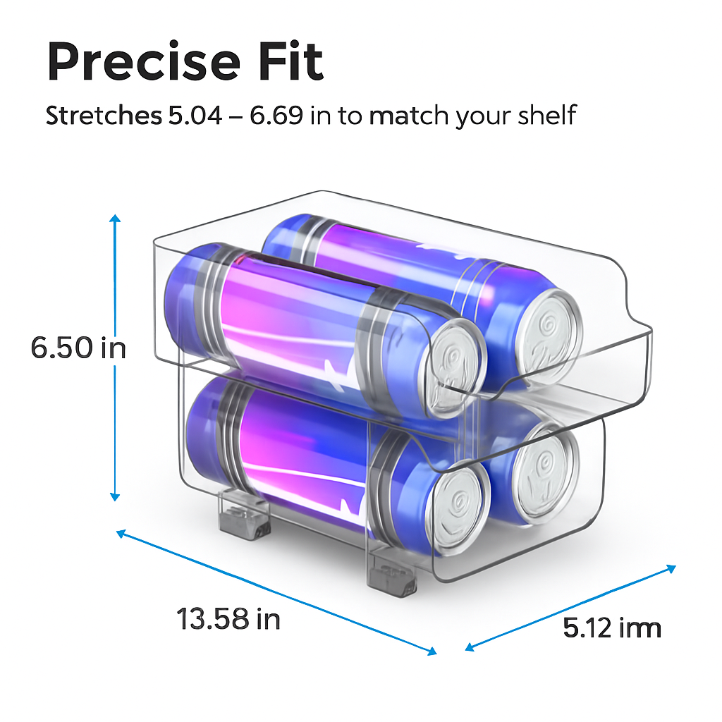 Adjustable Soda Can Organizers, 2-Tier, 12-Pcs