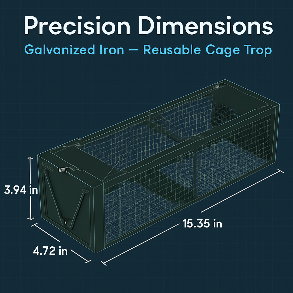 2Pack 15.35x4.72x3.94in 2-Door Humane Live Rat Trap Galvanized Iron Rodent Trap Cage Reusable for Home Garden Farm Warehouse