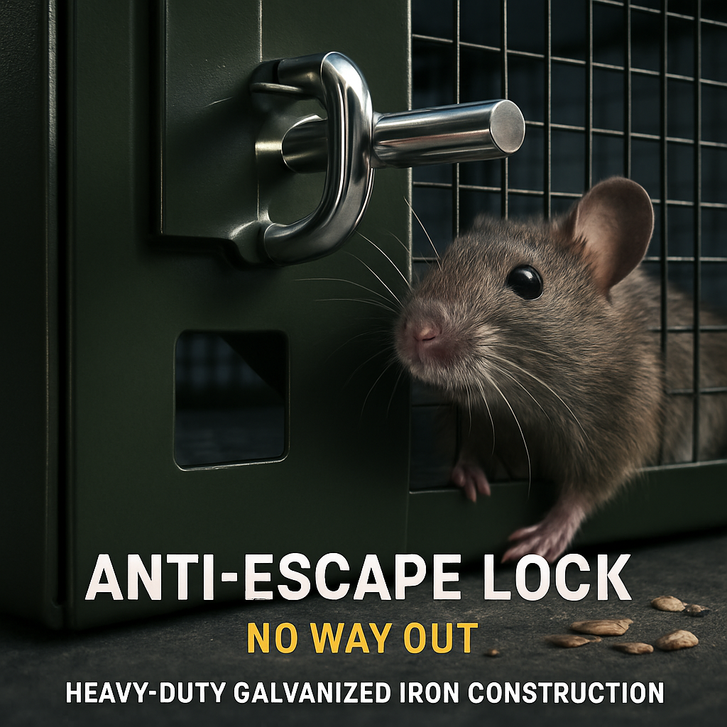 2Pack 15.35x4.72x3.94in 2-Door Humane Live Rat Trap Galvanized Iron Rodent Trap Cage Reusable for Home Garden Farm Warehouse