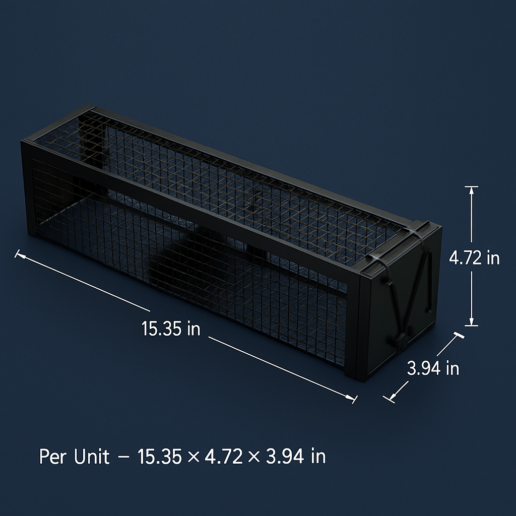 2Pack 15.35x4.72x3.94in 2-Door Humane Live Rat Trap Galvanized Iron Rodent Trap Cage Reusable for Home Garden Farm Warehouse