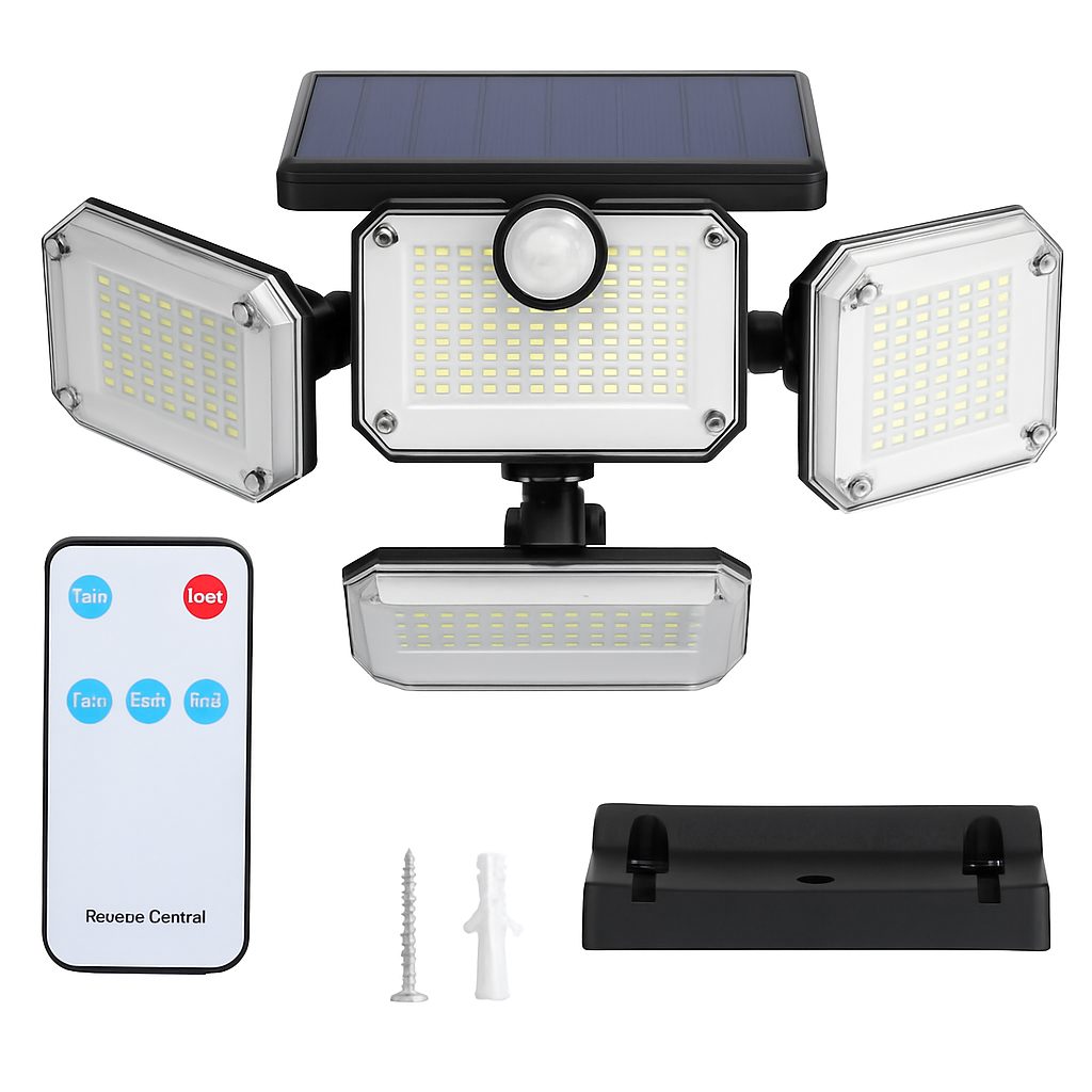 Solar Powered Wall Light with Motion Sensor and 4 Heads