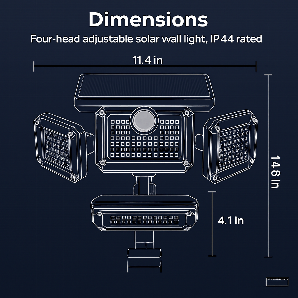 Solar Powered Wall Light with Motion Sensor and 4 Heads