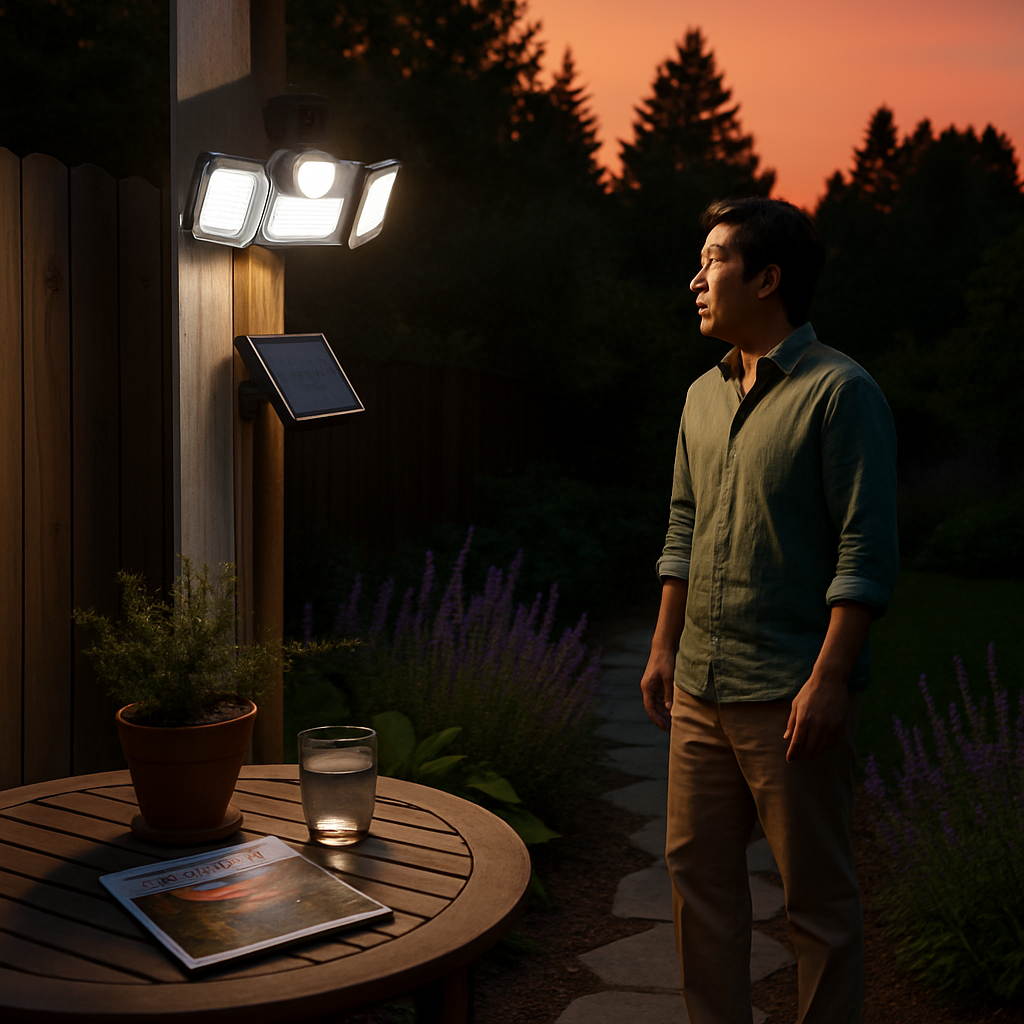 Solar Powered Wall Light with Motion Sensor and 4 Heads