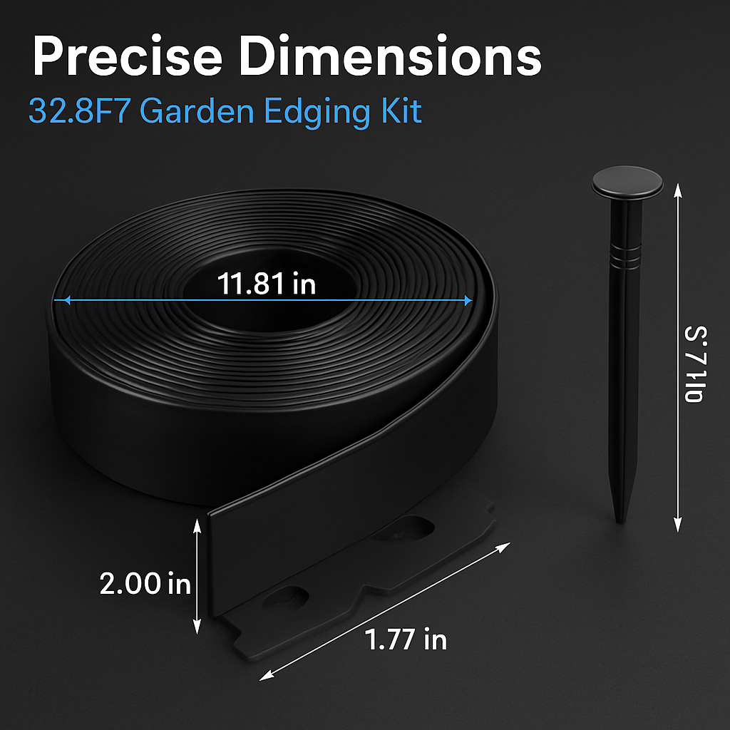 Non-Digging Plastic Garden Edging Kit for Lawn and Flower Beds