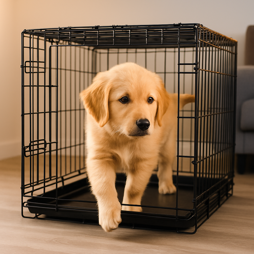 30inches Dogs Crate Folding Metal Pets Crates Double Door Puppy Cage Easy Set Up