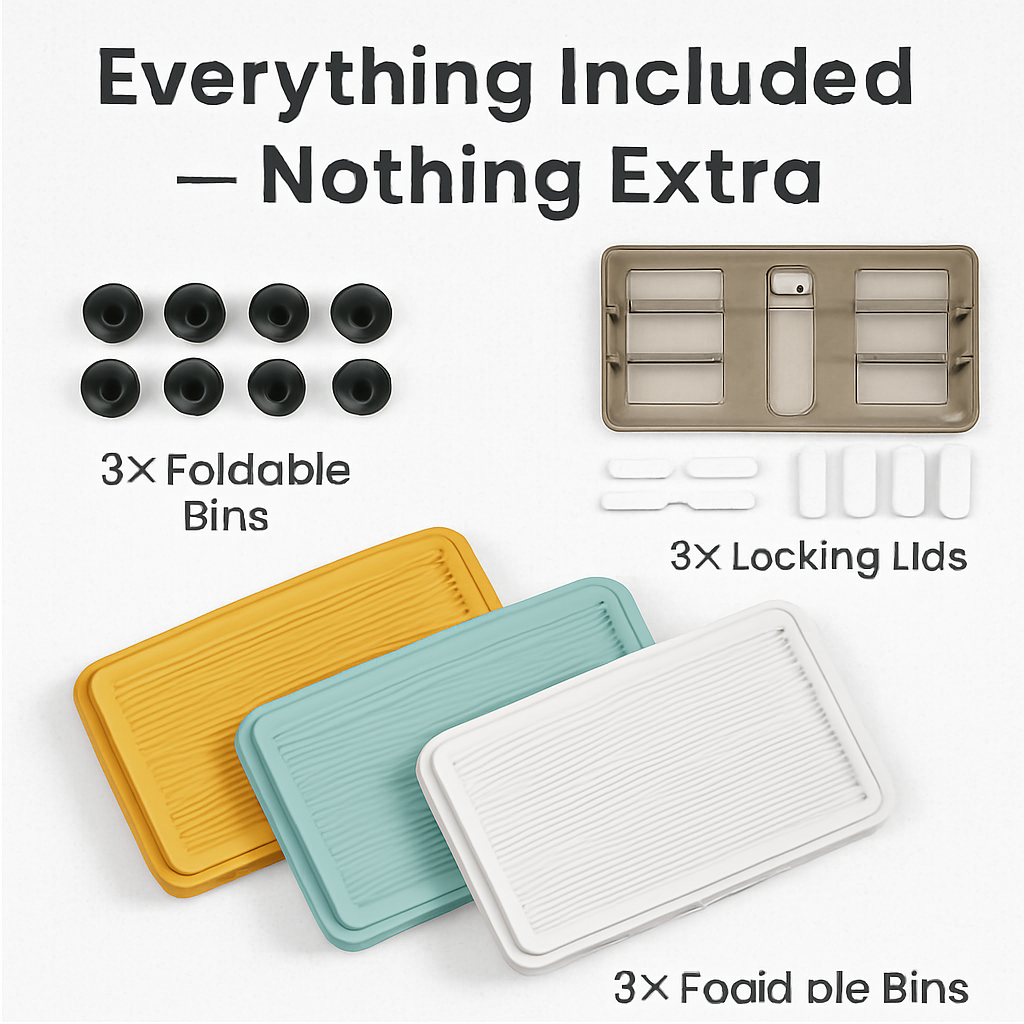 Foldable Storage Bins with Lid, 3-Piece Set