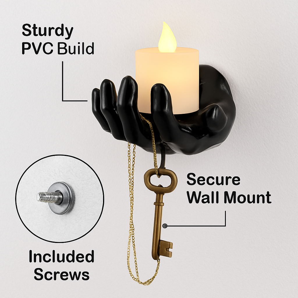 Creepy Reaching Hands With Lighted Candles - Wall Mount