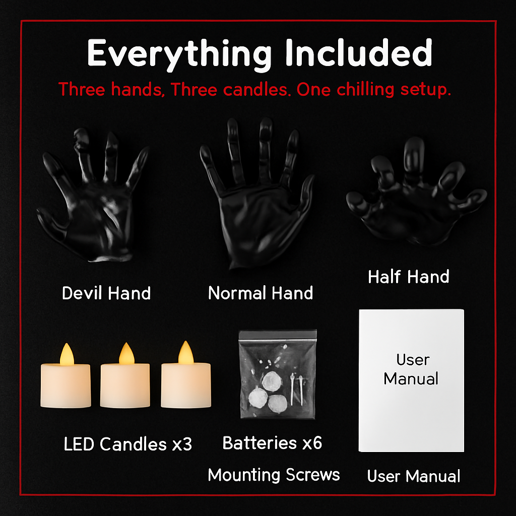Creepy Reaching Hands With Lighted Candles - Wall Mount