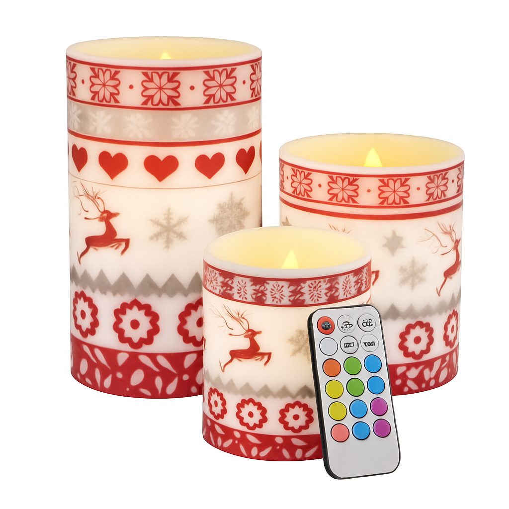 Christmas Flameless Candles Set for Home Decor