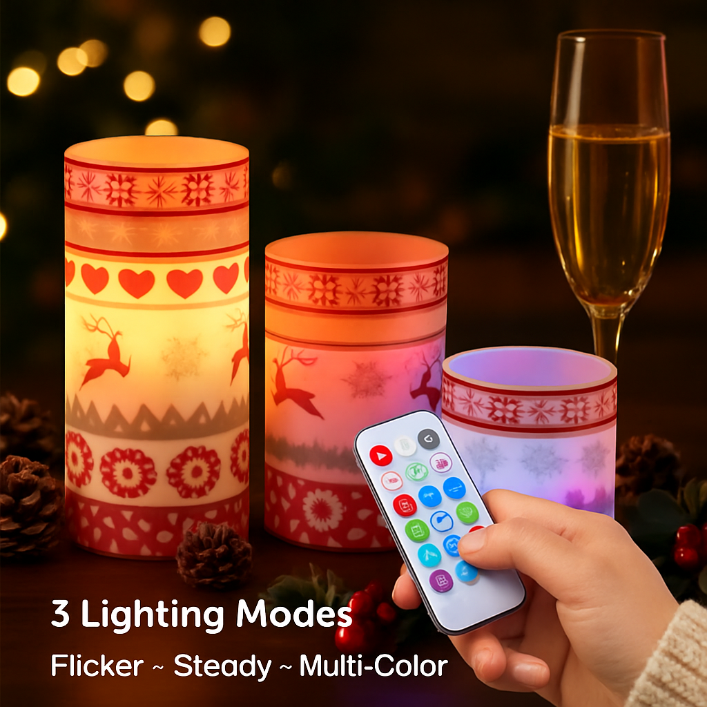 Christmas Flameless Candles Set for Home Decor