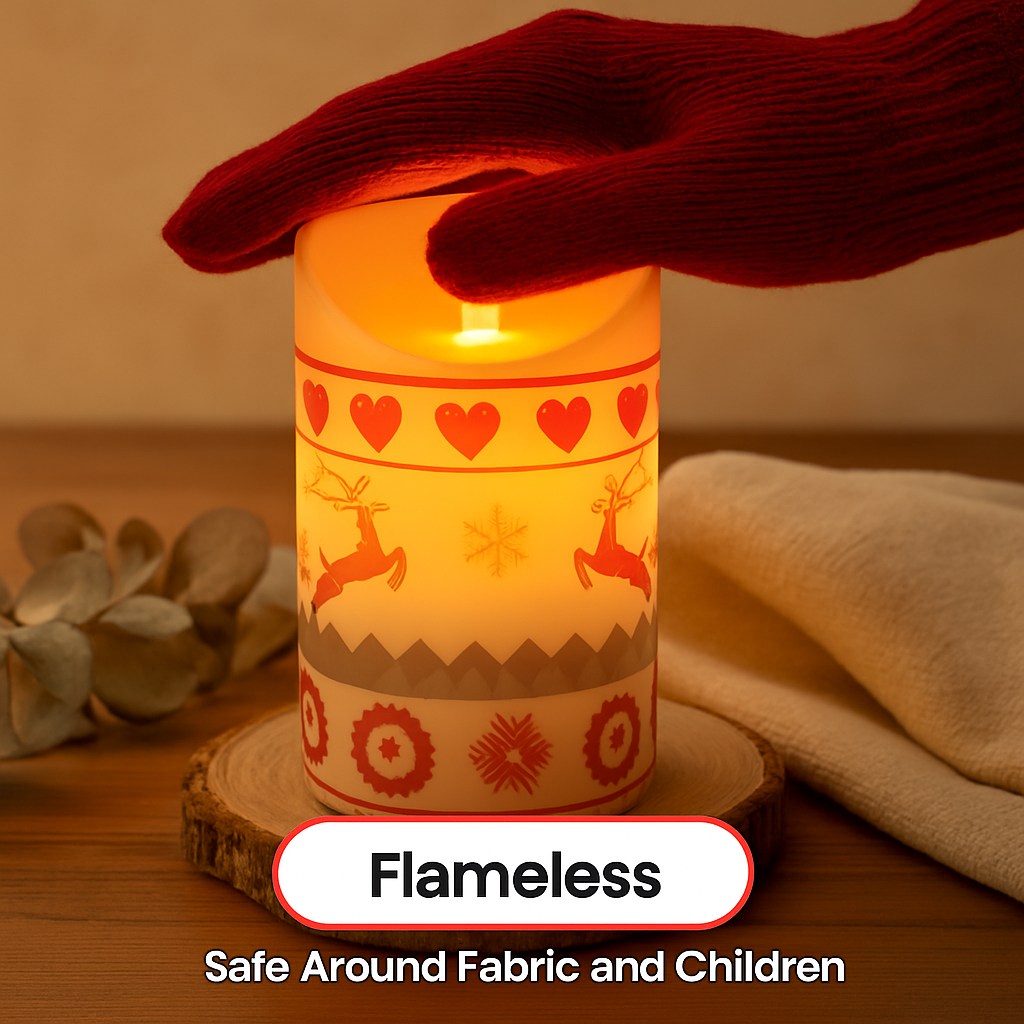 Christmas Flameless Candles Set for Home Decor