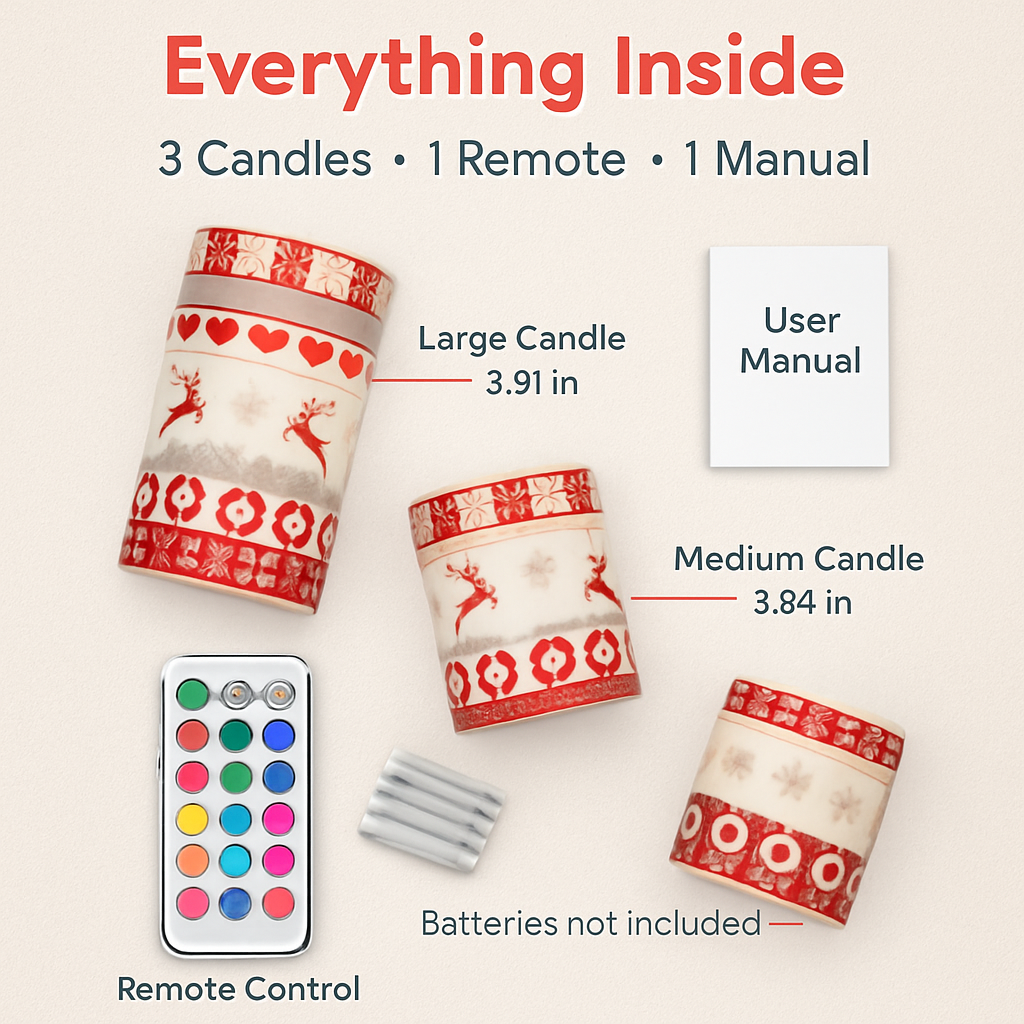 Christmas Flameless Candles Set for Home Decor