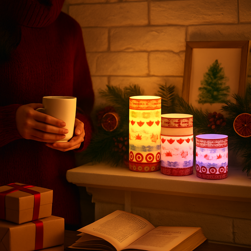 Christmas Flameless Candles Set for Home Decor